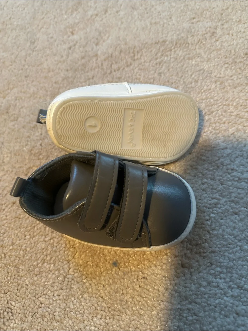 Baby boy size 1 Velcro grey sneakers